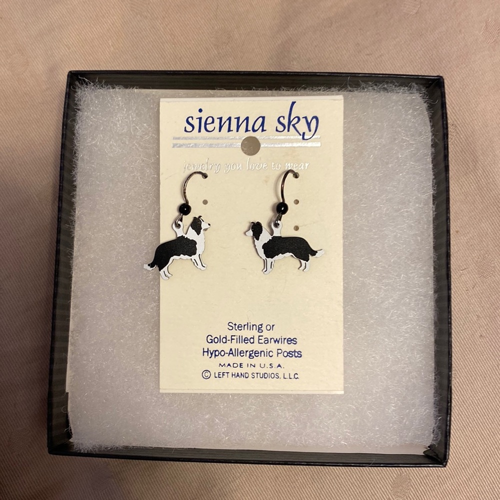 Never worn border collie earrings